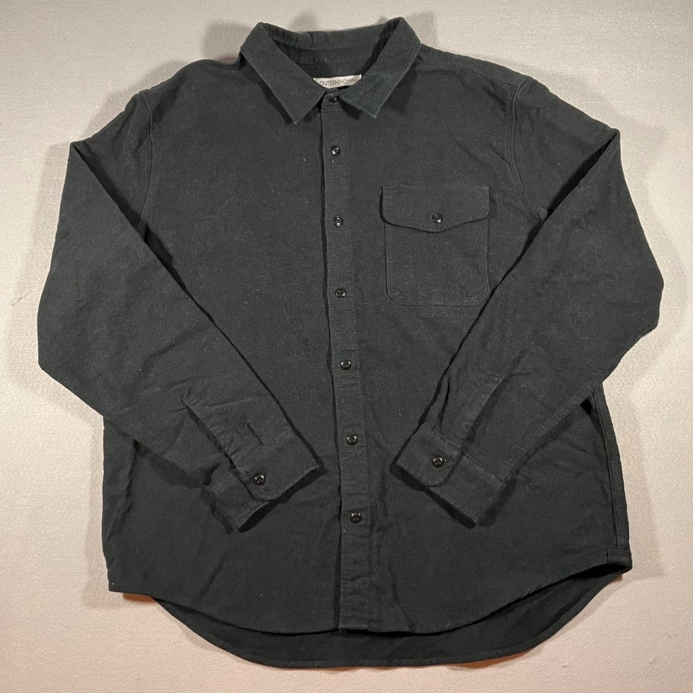 Outerknown Men L/XL Black Organic Cotton Blanket Shirt Heavyweight Twill Shacket